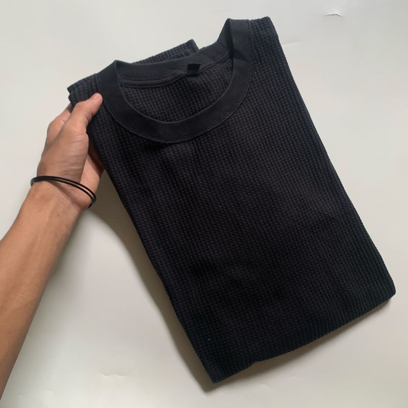 Tshirt Uniqlo waffle black, foto 2