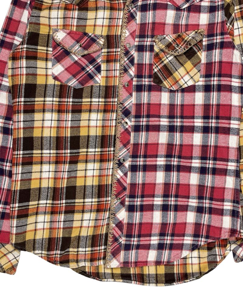 2000s Semantic Design Contrast Plaid Western Shirt, foto 3