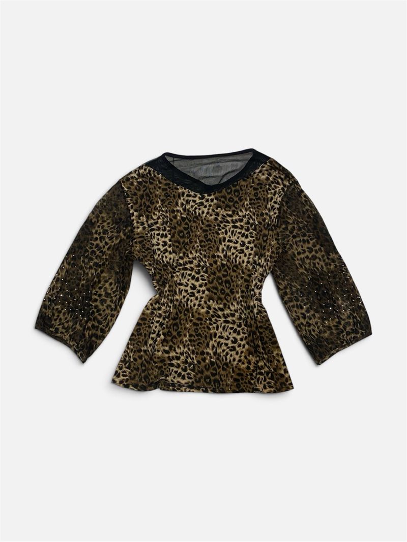Y2K LEOPARD MESH RHINESTONE TOP, foto 3