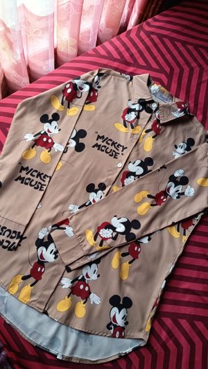 kemeja motif mickeymouse