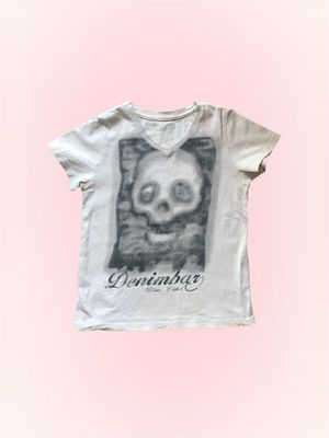 denimbar label skull graphic tee