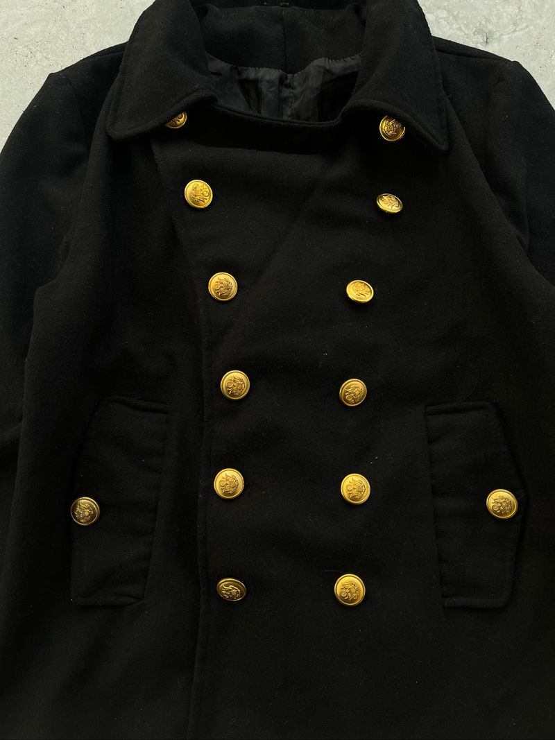 Vintage Black Pea Coat Napoleon Style Wool Jacket, foto 5