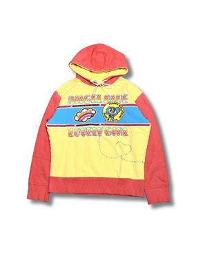 Angel Blue Lovely Girl Color Block Hoodie Yellow Orange