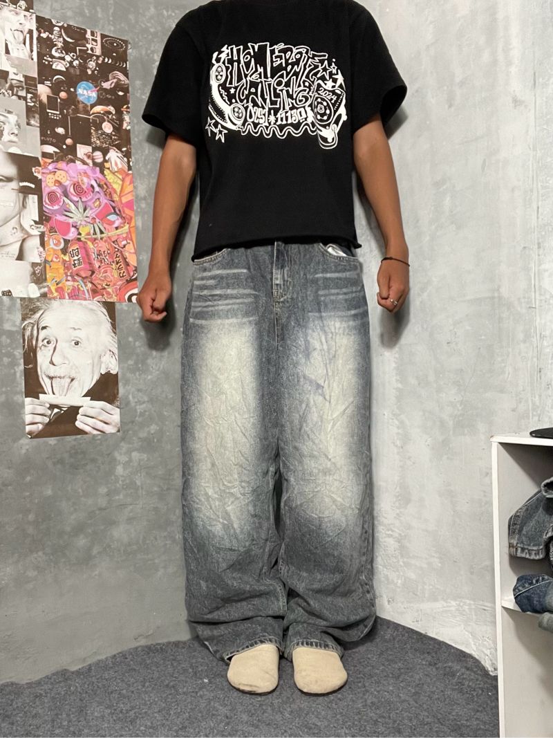 Vintage Y2K Jeans Pria white gray, foto 3