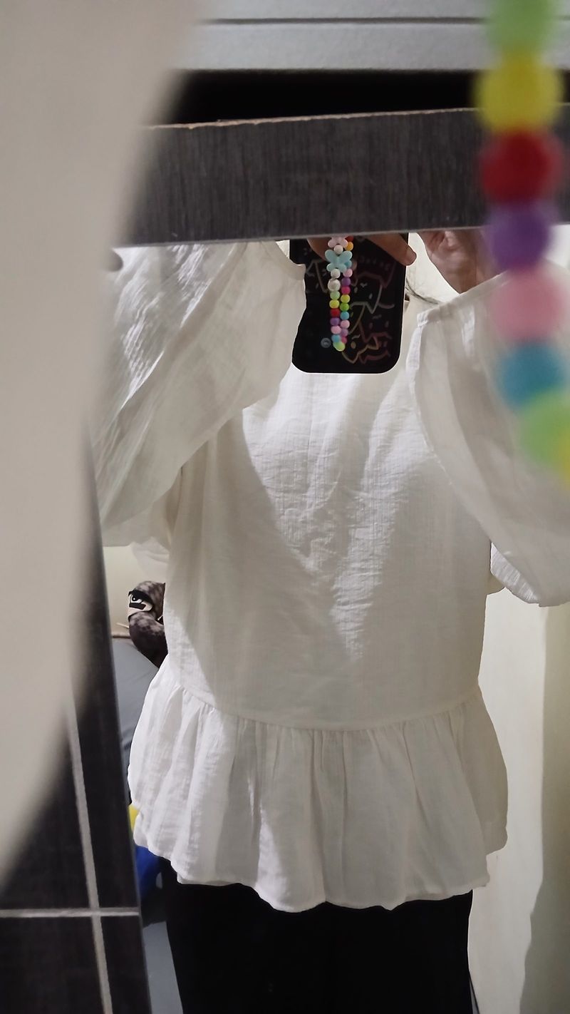 Atasan Leelin Blouse Rempel Broken White, foto 5