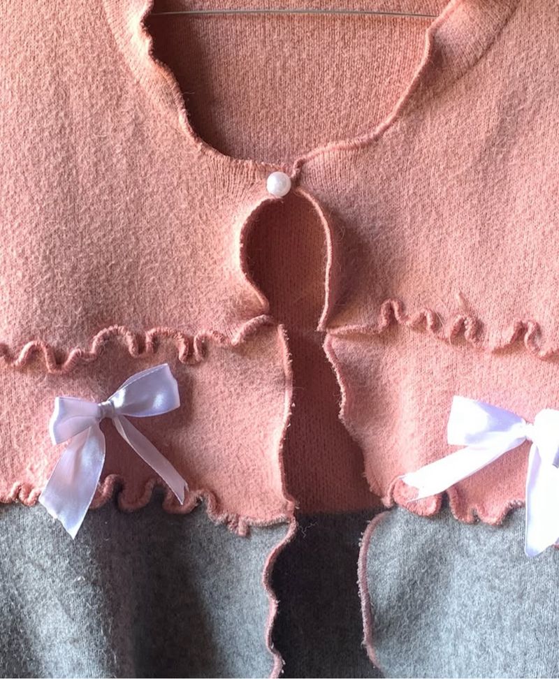 Crop cardigan peach+abu🧡🩶, foto 2