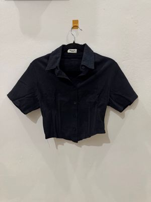 Crop Top kemeja Black