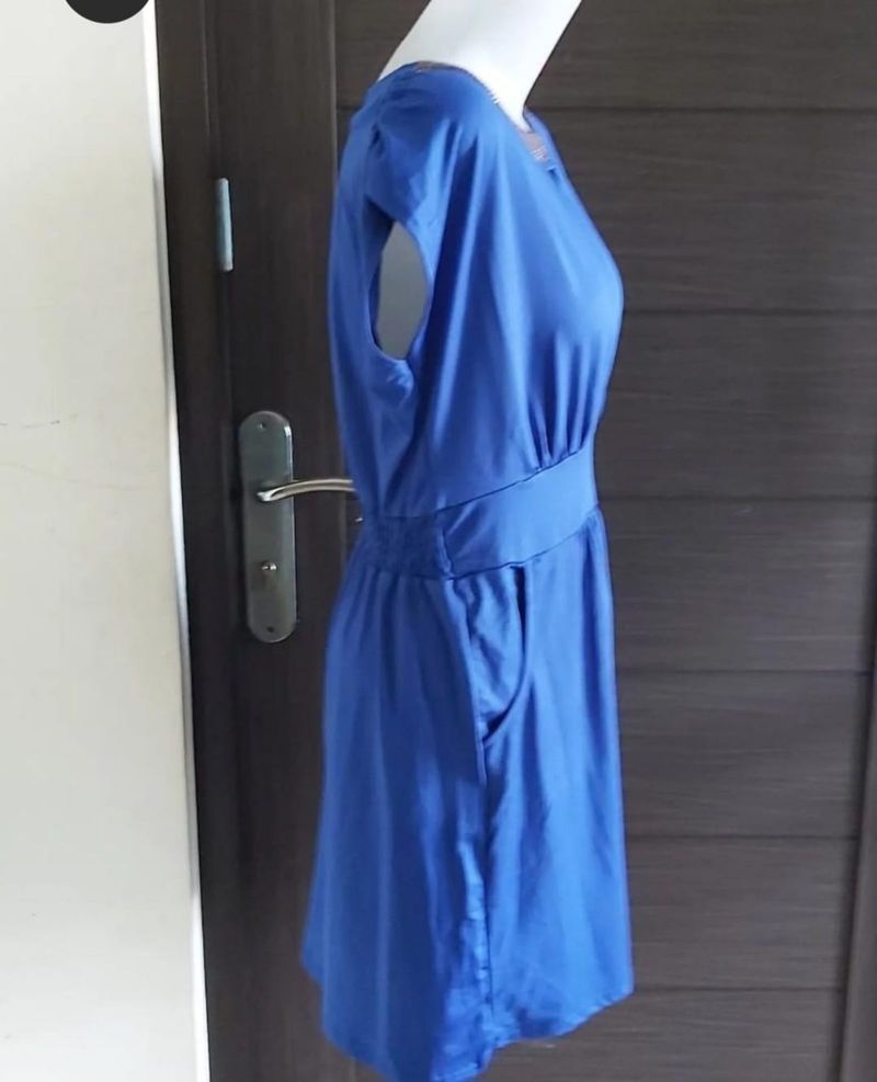 dress biru leher gold new, foto 4