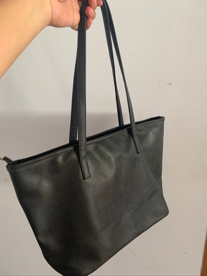 tas tote hitam simple pocket, foto 2