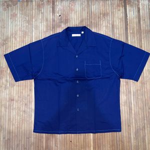 MARNI x UNIQLO DARK NAVY OVERSIZED OPEN COLLAR SHORT SLEEVE
