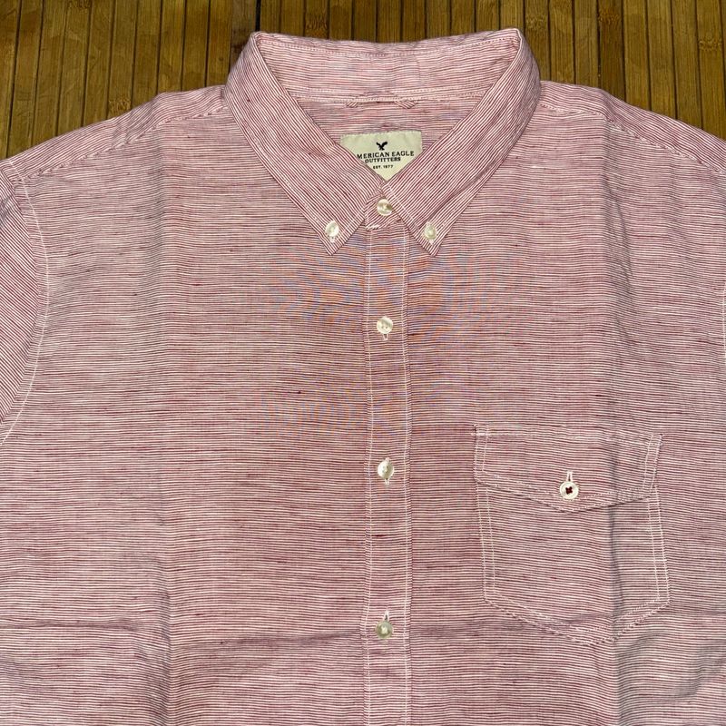 AMERICAN EAGLE SLIM FIT BUTTON DOWN SHORT SLEEVE LINEN SHIRT, foto 2