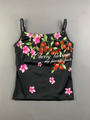 Samu Sebiven Black Cherry Blossoms Swim Tank (S)