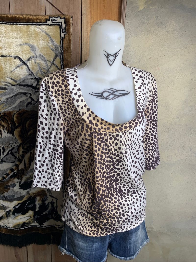 2000s Roberto Cavalli Cheetah Pattern Cawl Tee (M), foto 2