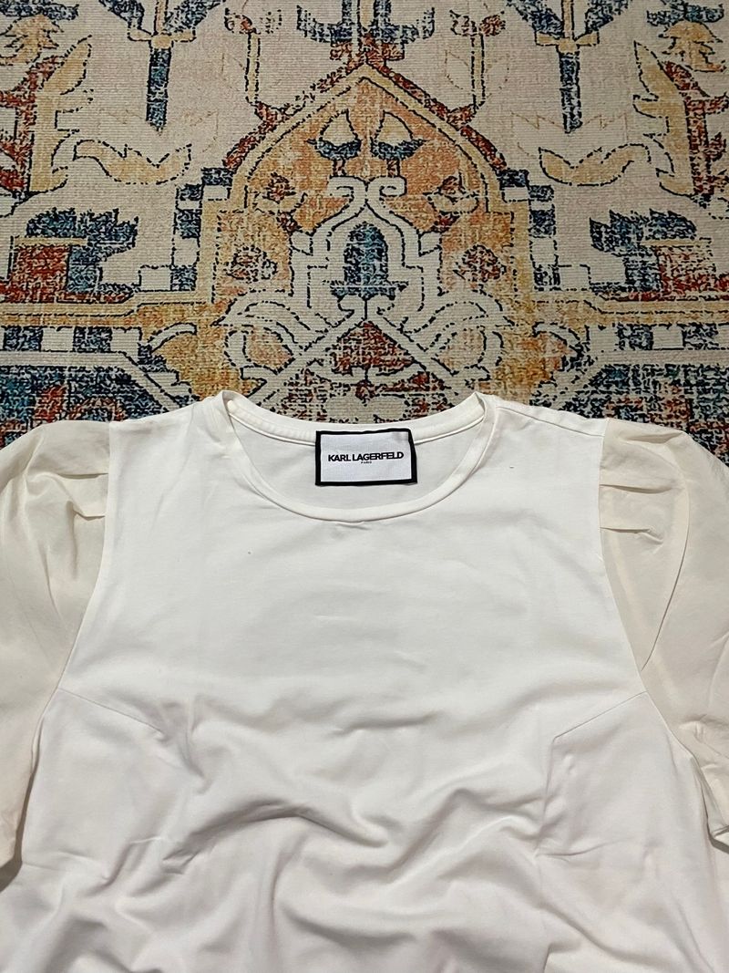 Karl Lagerfeld Sheer Puff Sleeve Tee, foto 2
