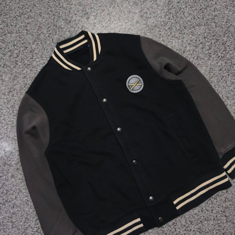 Varsity Jacket Uniqlo Baseball Two Tone Casual Bomber Basic, foto 3