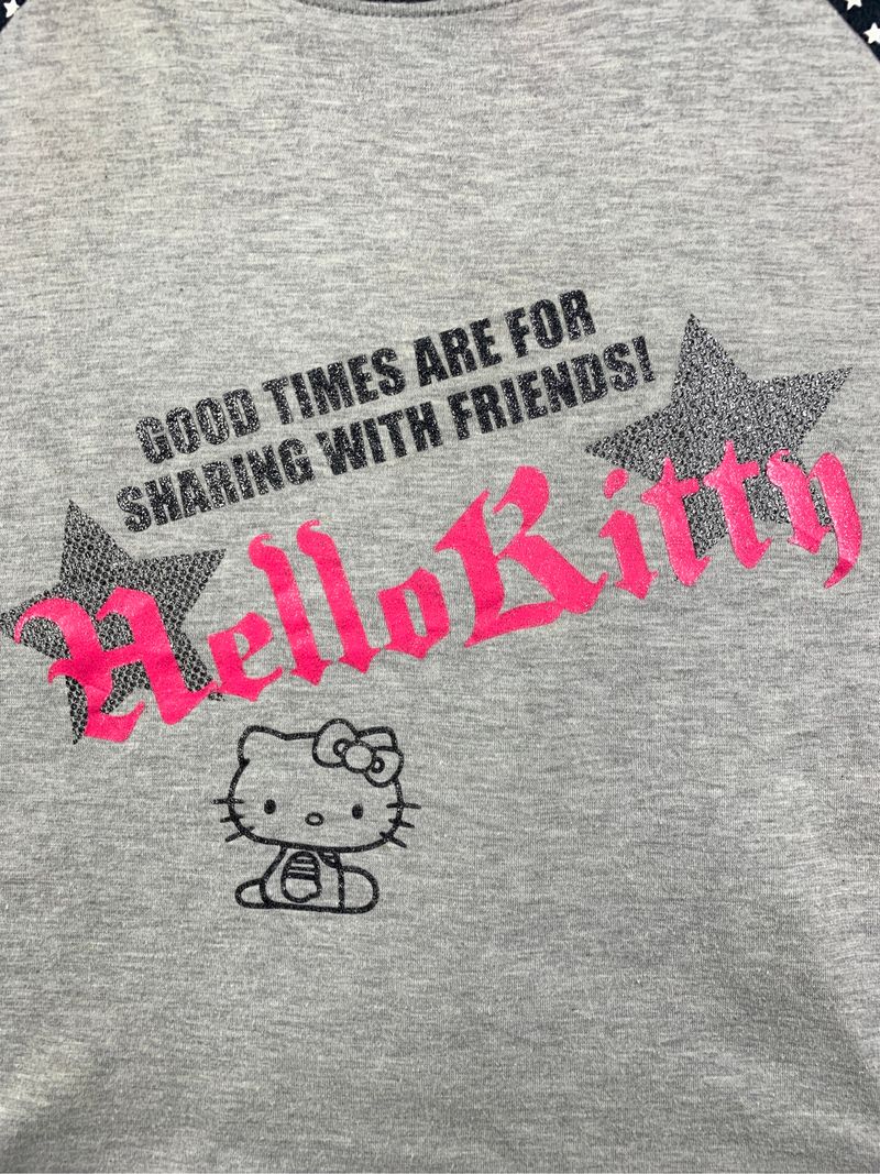 Hello Kitty Gray Stars Raglan Baby Tee (M), foto 4