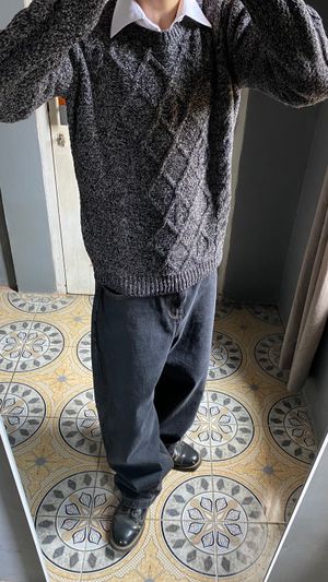 TOPTEN Cable Knit Sweater ~ Charcoal Melange