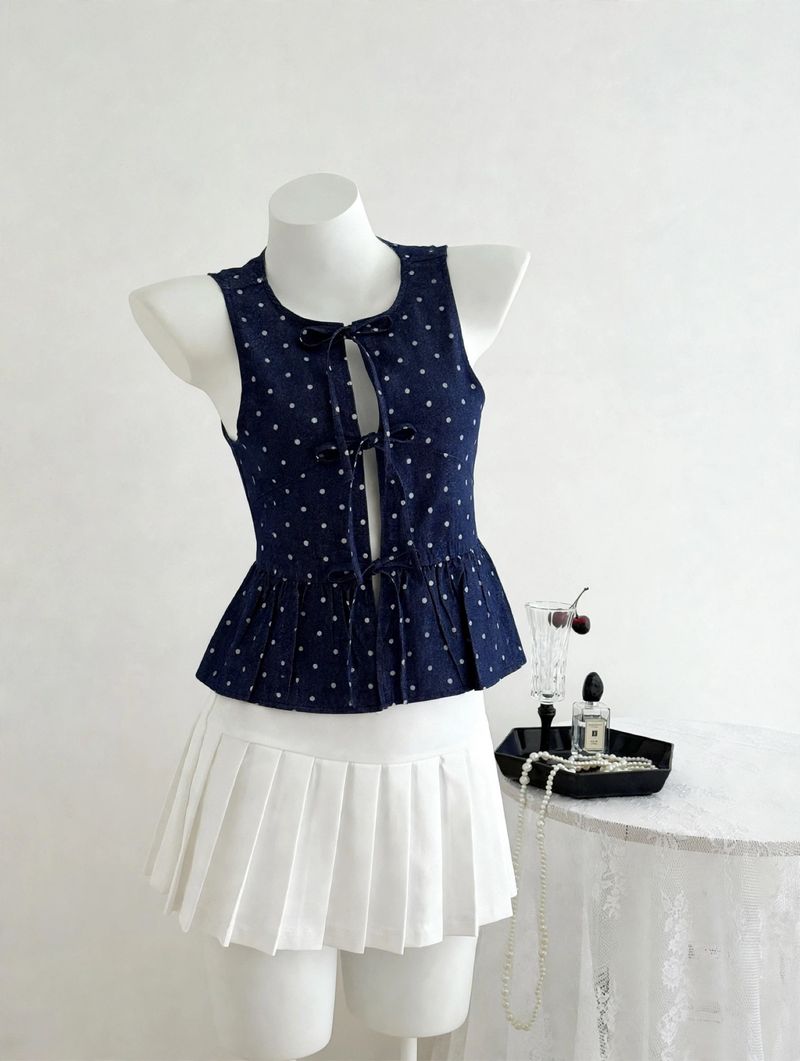Marry House Peplum Vest Top Denim, foto 4