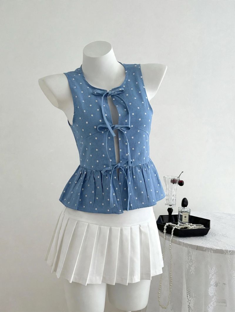Marry House Peplum Vest Top Denim, foto 5