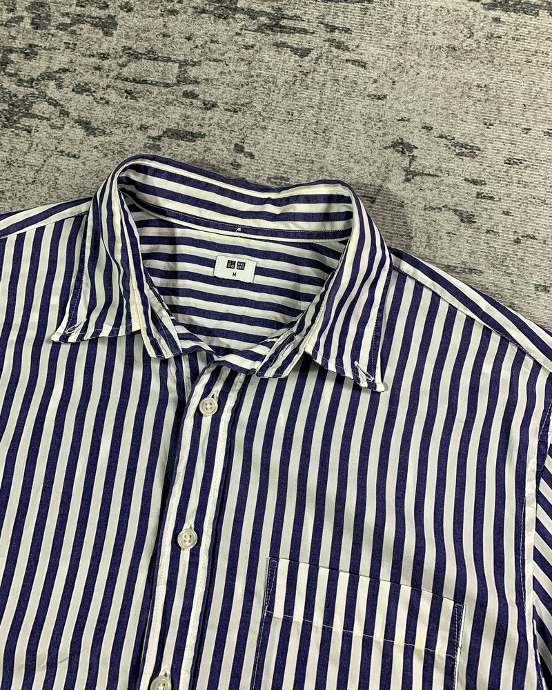 uniqlo stripe shirt half button, foto 4