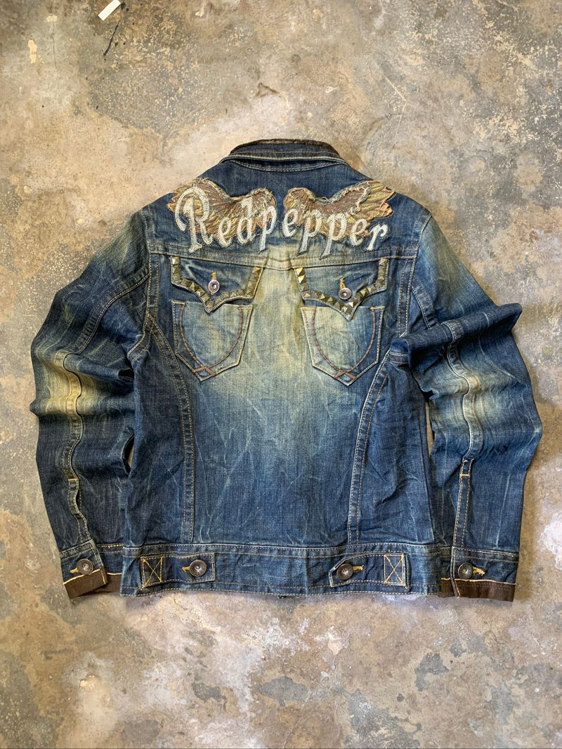 red pepper wing embroidery denim jacket y2k, foto 3
