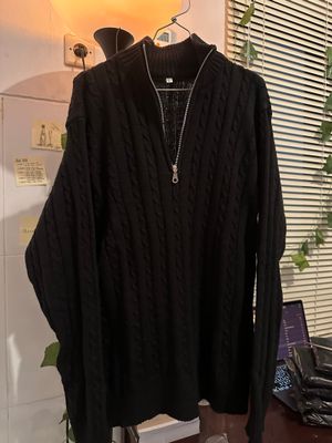 Black Half Zipper Knitwear