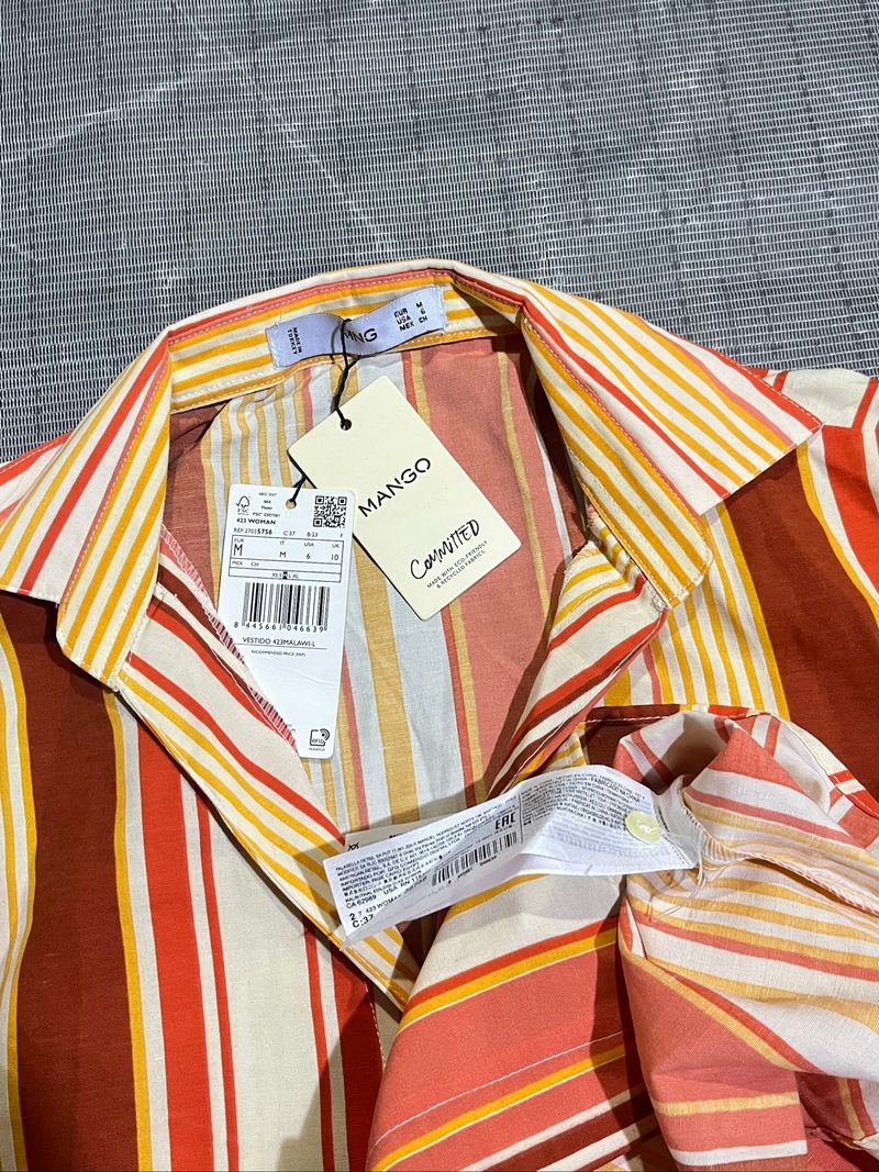 Mango Multicolor Striped Limone Open Collar Shirt, foto 6
