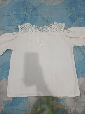 Fairy Vintage Crochet Lace Blouse Wanita white