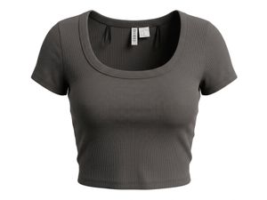 H&M cropped ribbed t-shirt grey