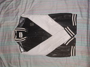 Vintage Leather jacket Pria white black