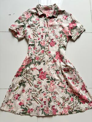 Vintage dress motif bunga kecil berkerah 👗🌺
