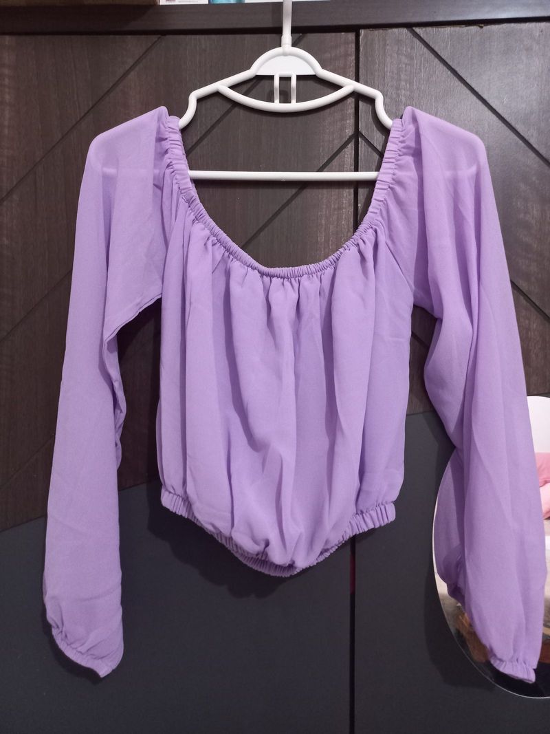 Off-shoulder Crop Top Lilac, foto 2