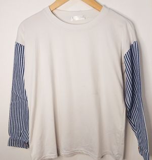 Casual Blouse Wanita white navy