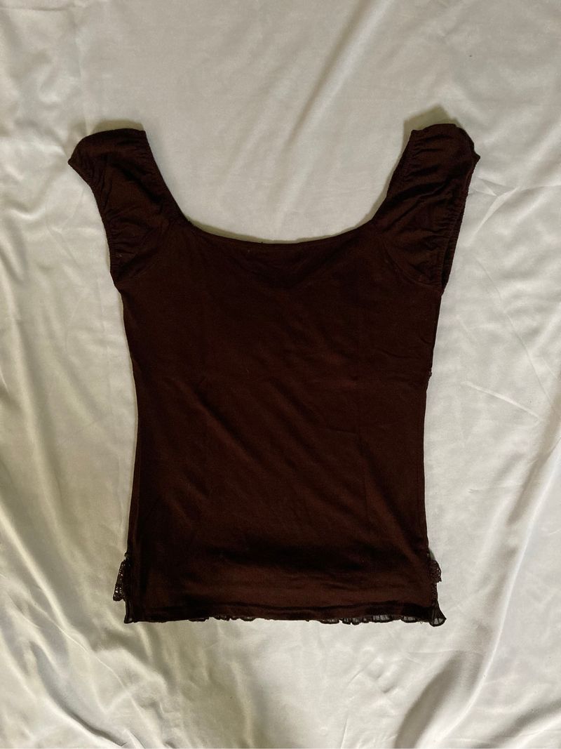 brown corset-style lace top, foto 2