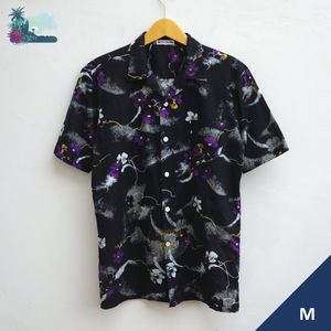 Blue Grass Kemeja Hawaii Open Collar Black  size M