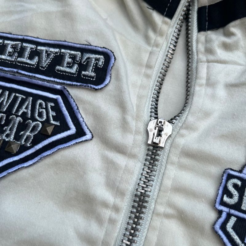 Vintage Biker Dig Deep White High Neck Strap Punk JACKET, foto 6