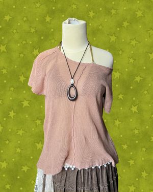 Brown Mesh Sheer Knit Top