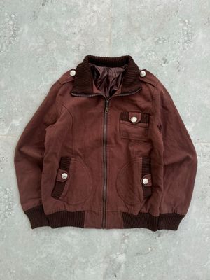 Brown Triple Pocket Zip Up Bomber Jacket