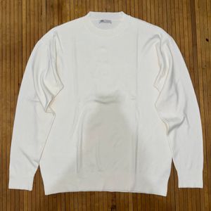 ZARA MAN KNIT OVERSIZED WHITE STRETCH SWEATER KNITWEAR Size