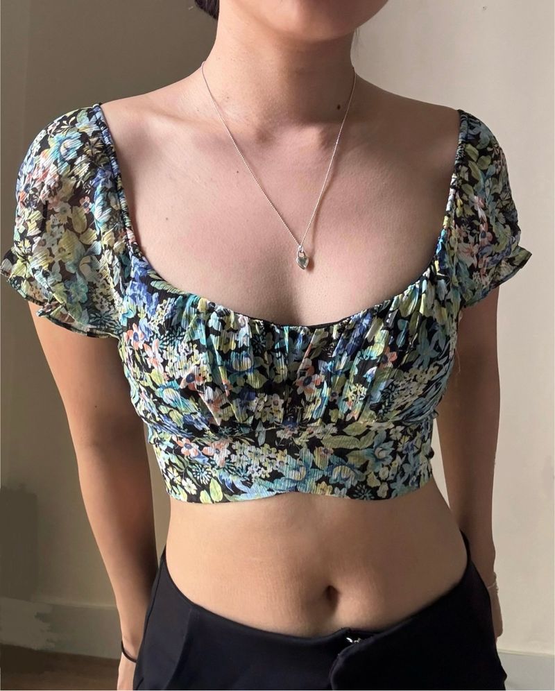 flower print micro top - BERSHKA, foto 2
