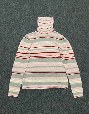 Vintage Courrèges Paris Striped Turtleneck Wool Knit Size S