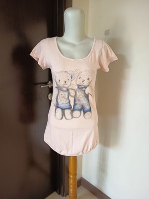 Kaos Pink Bear Free Size LD80cm PB72cm Decluttering Sale