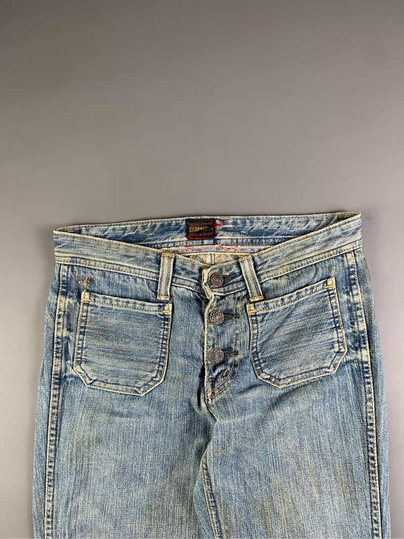 2000s Brappers Washed Blue Button Flare Jeans (28), foto 5