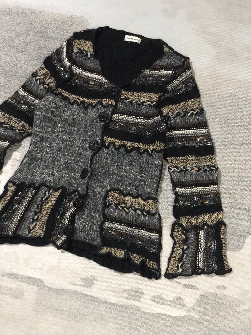 Y2K goth vkei parkhurst 3D pattern knit cardigan, foto 3