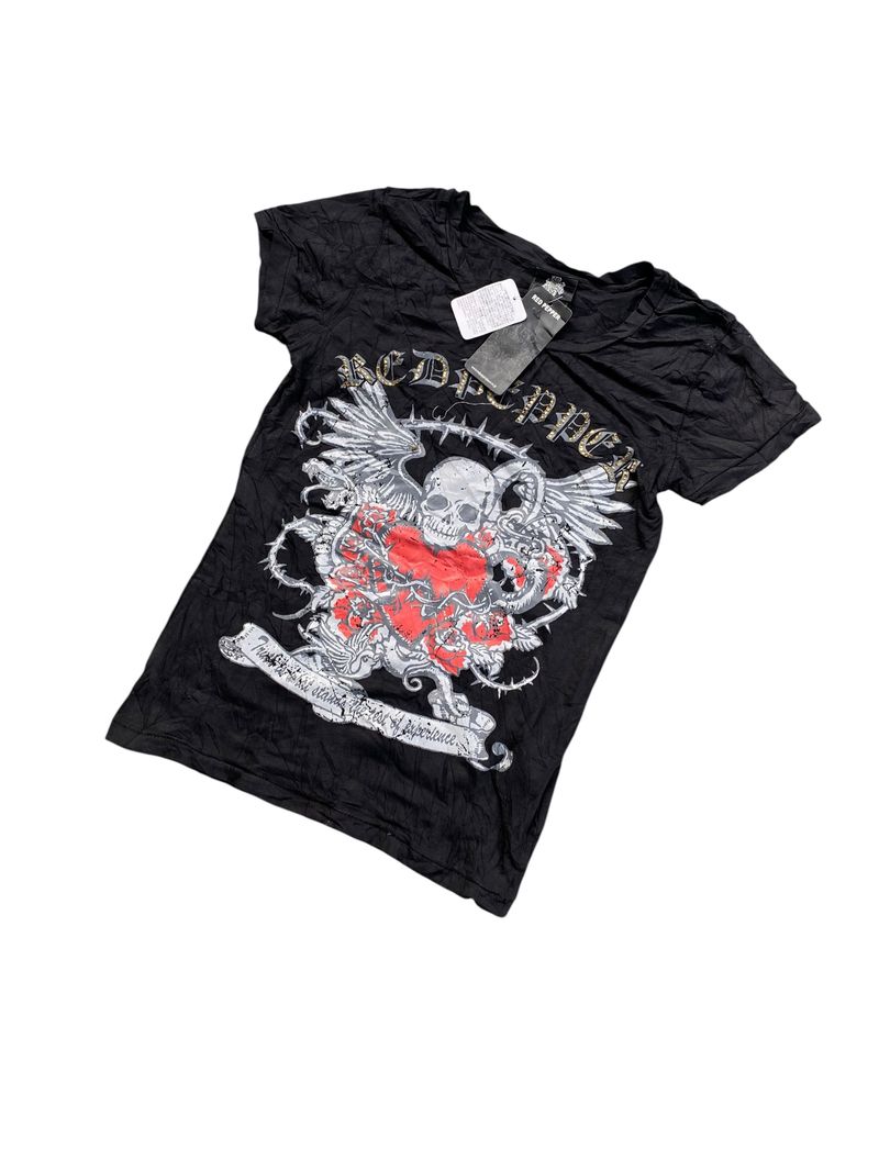 Y2k Red Pepper Skull Wings Tee, foto 3