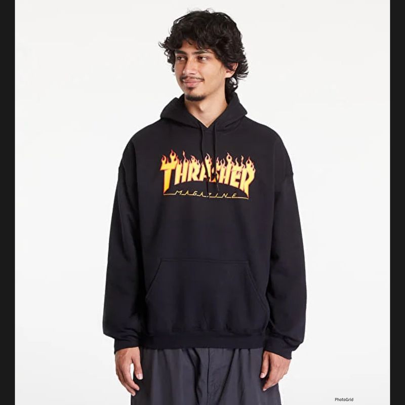 Pullover Hoodie THRASHER Flame Logo Black, foto 2