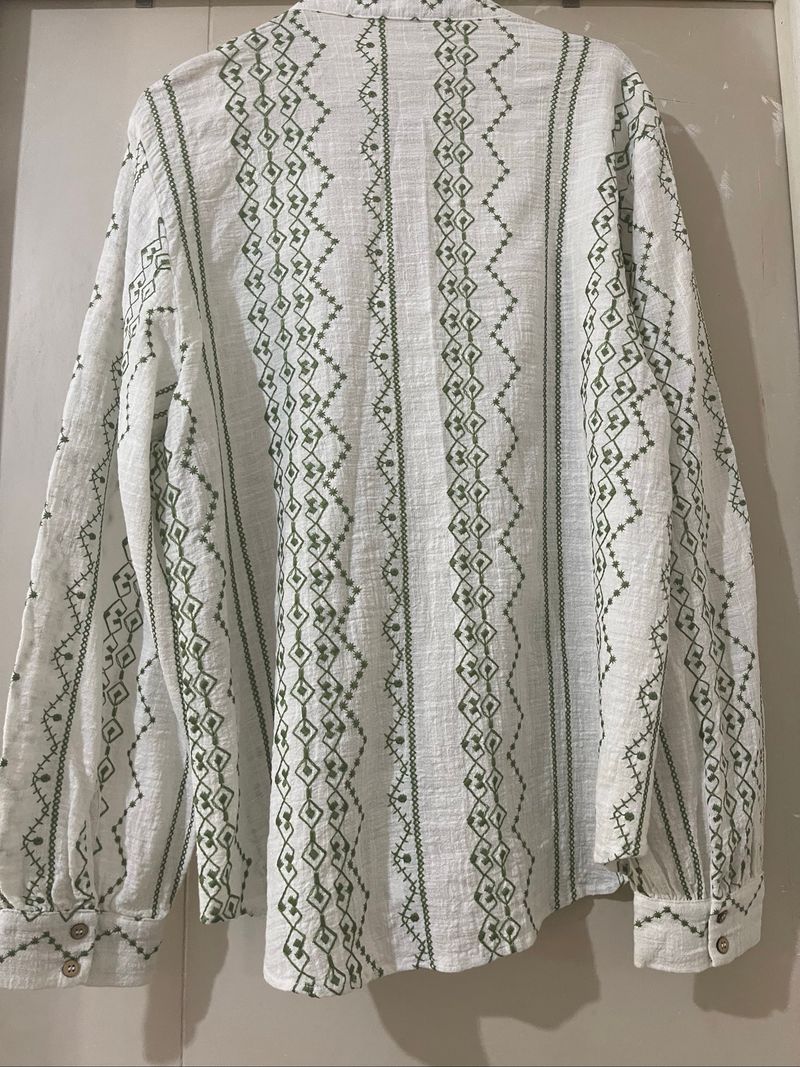 Zara katun embroidery blouse size L, foto 4