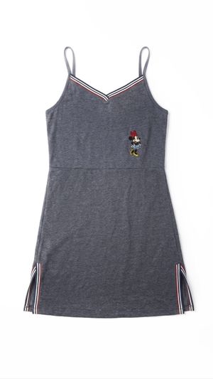 P1 Grey Minnie the Mouse Y2k Tank Dress Stripped Slits
