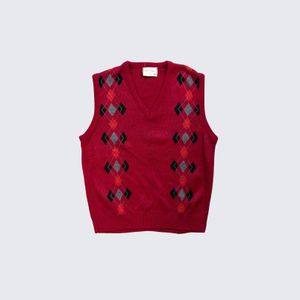 Vintage 1980s Hogan Argyle Classic V-Neck Knit Vest