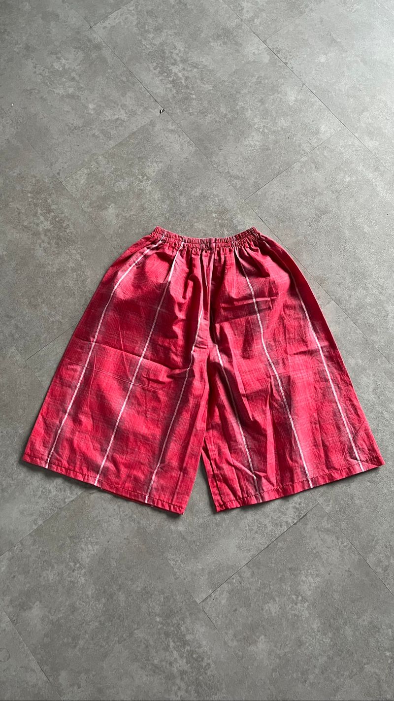 Plaid Short Pants garis merah, foto 3